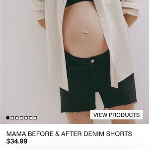 HM Mama maternity black denim shorts size L